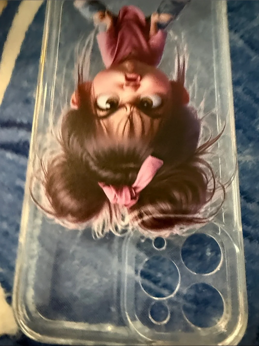NWT.Very Cute Angry Girl Cartoon, Clear Apple 11 Phone Case - Pink Accents